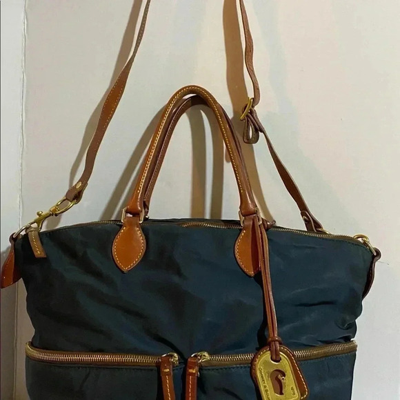 Dooney Bourke navy blue nylon satchel handbag - Picture 11 of 13